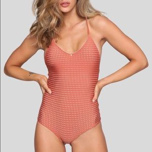 Acacia SUNSET MESH ONEPIECE SWIMSUIT - peach